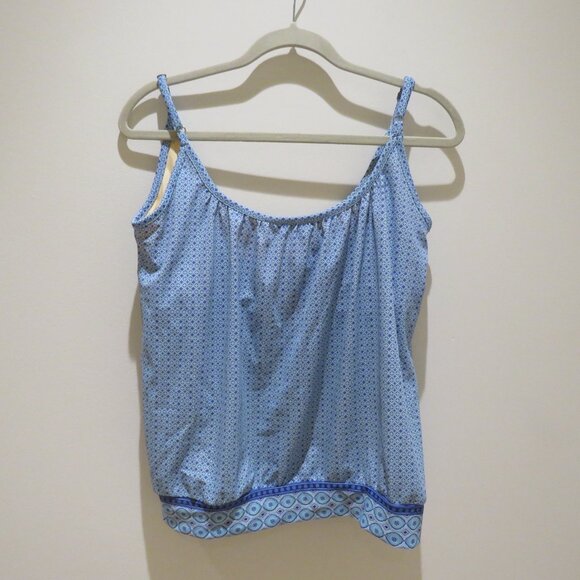 CABANA LIFE X TALBOTS Blue Diamond Blouson Tankini Top Summer Vacation - Size S - Picture 7 of 12